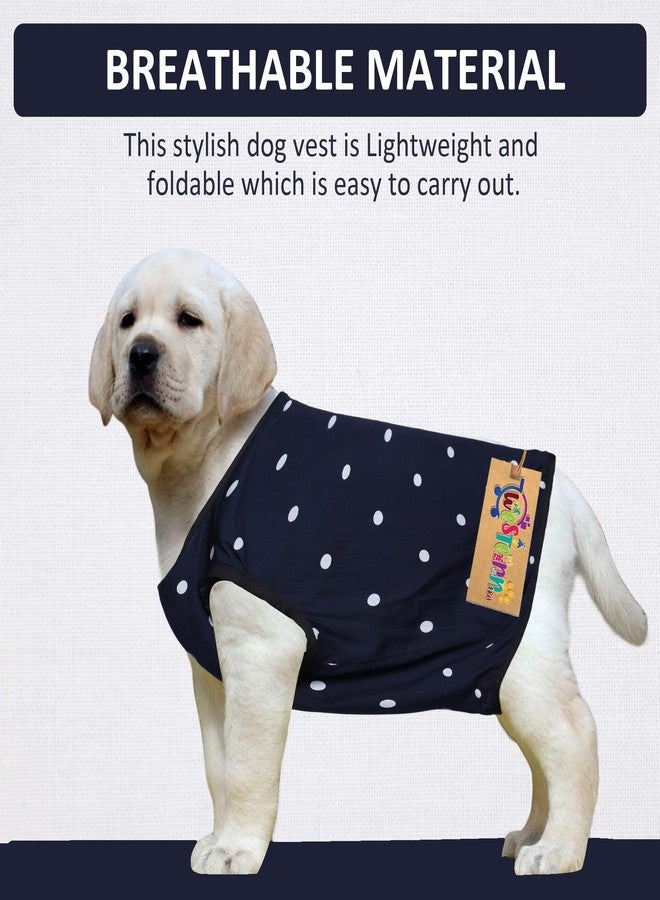 ويستيرن إرا تيشيرت قطني ناعم للكلاب بتصميم مستوحى من العصر الغربي | ملابس مريحة وجيدة التهوية للكلاب | طقم أنيق بدون أكمام للحيوانات الأليفة (أزرق منقط) (مقاس كبير) (22 بوصة) - Image 2